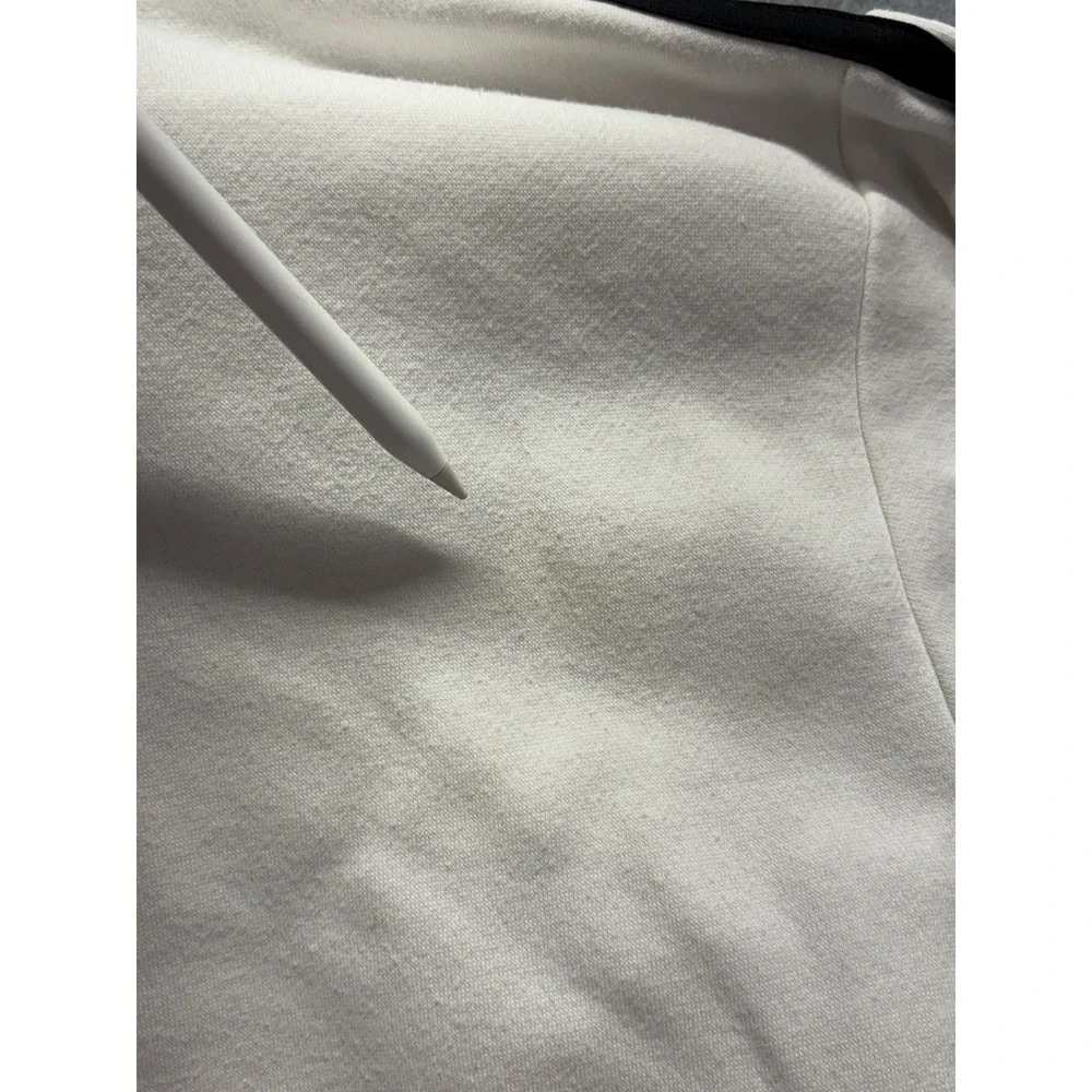 Adidas Essentials 3-Stripes Hoodie Mens Medium White Black Pullover Sweatshirt